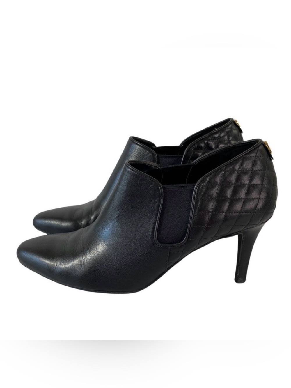 Cole Haan Maxfield Shootie Quilted Black Leather Ankle Boot Heels Size 10